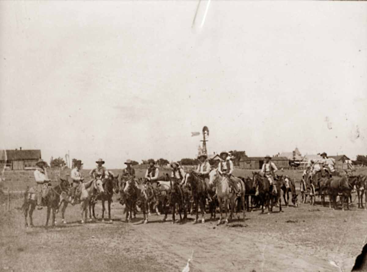 Ten Cowboys Near Clarendon Texas in 1900s